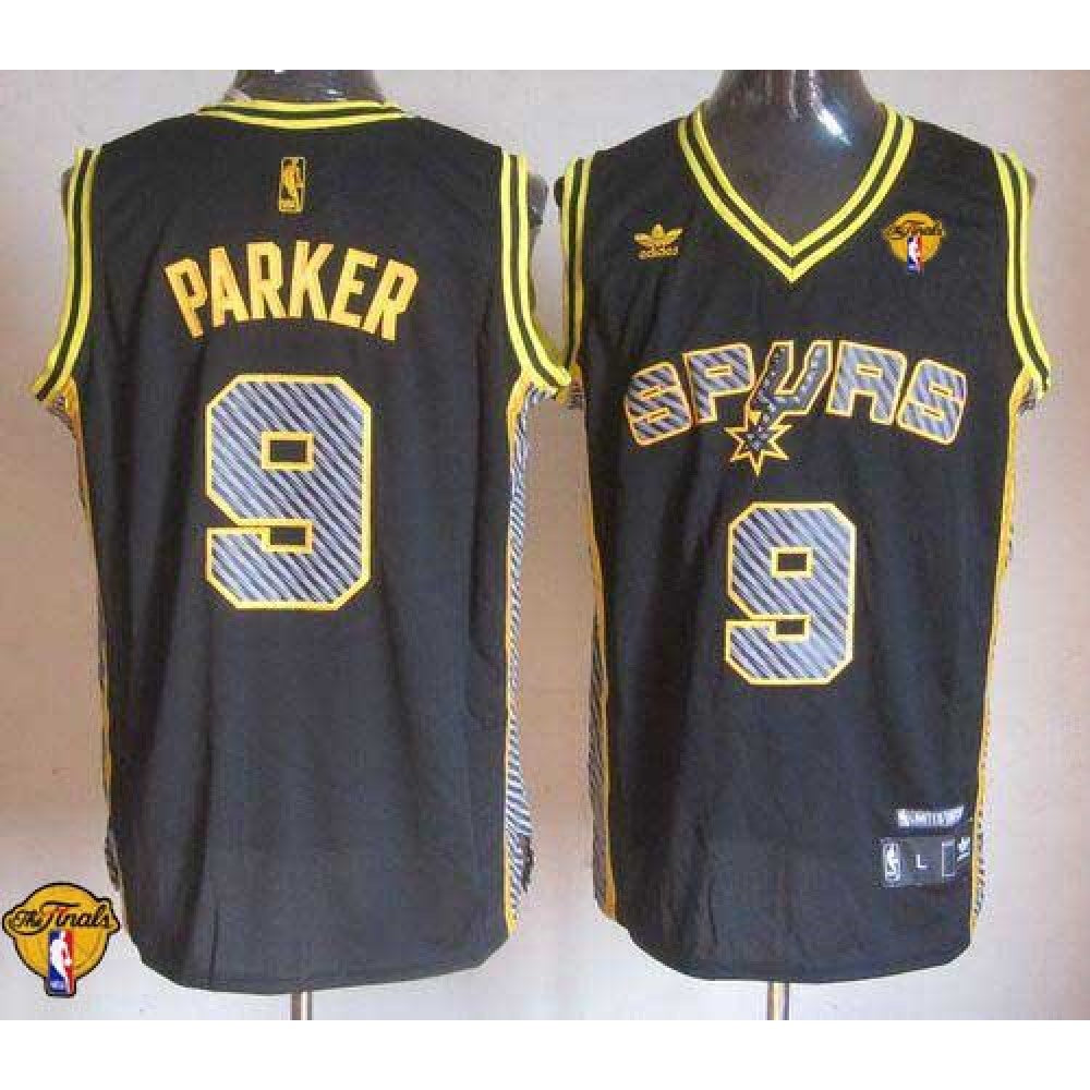 Spurs #9 Tony Parker Black Electricity Fashion Finals Patch Stitched NBA Jersey