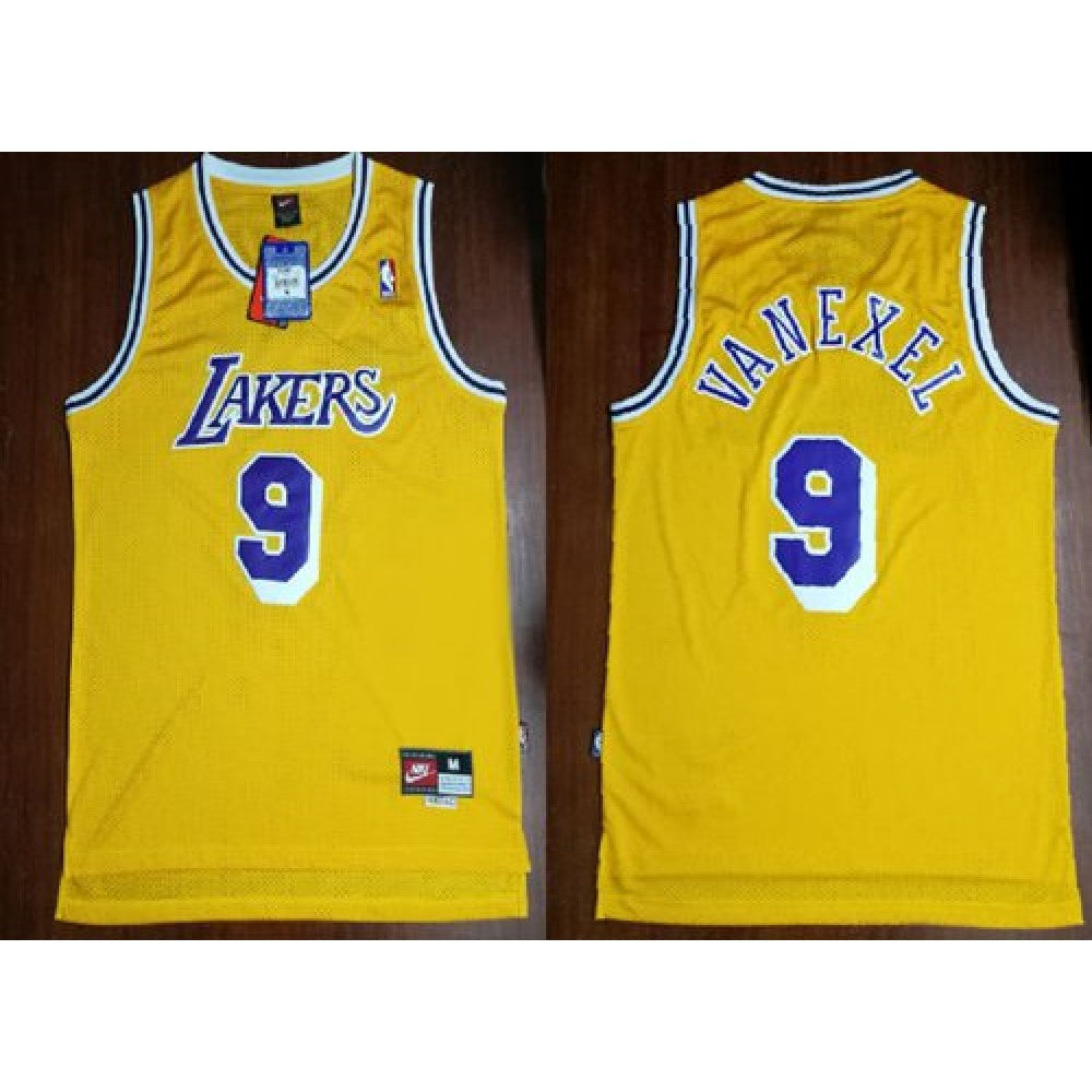 Mitchell And Ness Lakers #9 Nick Van Exel Yellow Throwback Stitched NBA Jersey