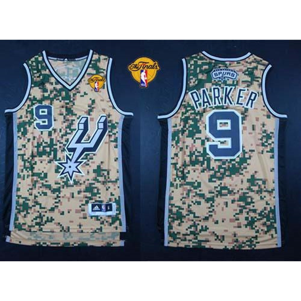 Spurs #9 Tony Parker Camo Finals Patch Stitched NBA Jersey