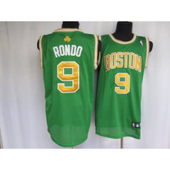 Celtics #9 Rajon Rondo Stitched Green Gold number NBA Jersey