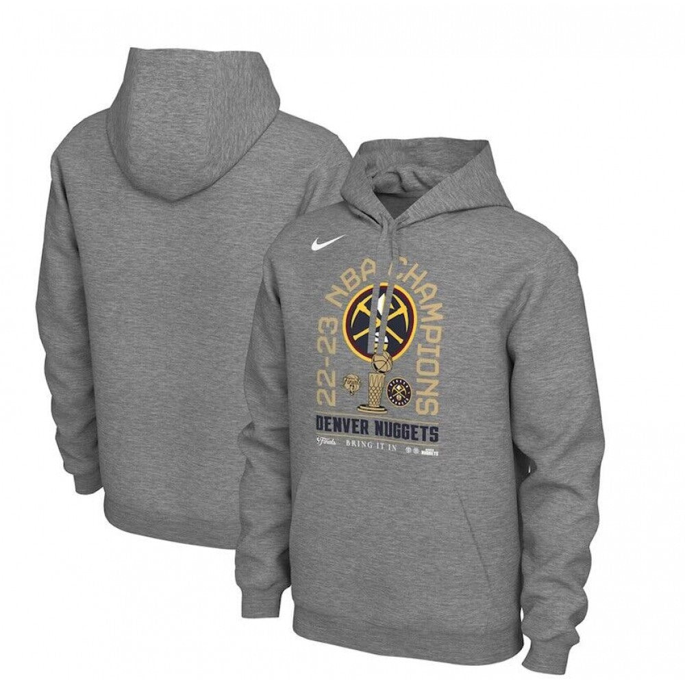 Men's Denver Nuggets Heather Gray 2023 NBA Finals Champions Locker Room Pullover Hoodie