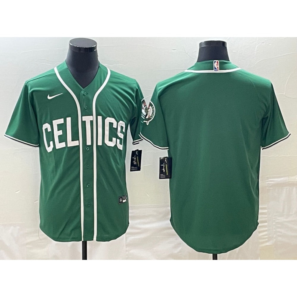 Men's Boston Celtics Blank Green Stitched Baseball Jersey