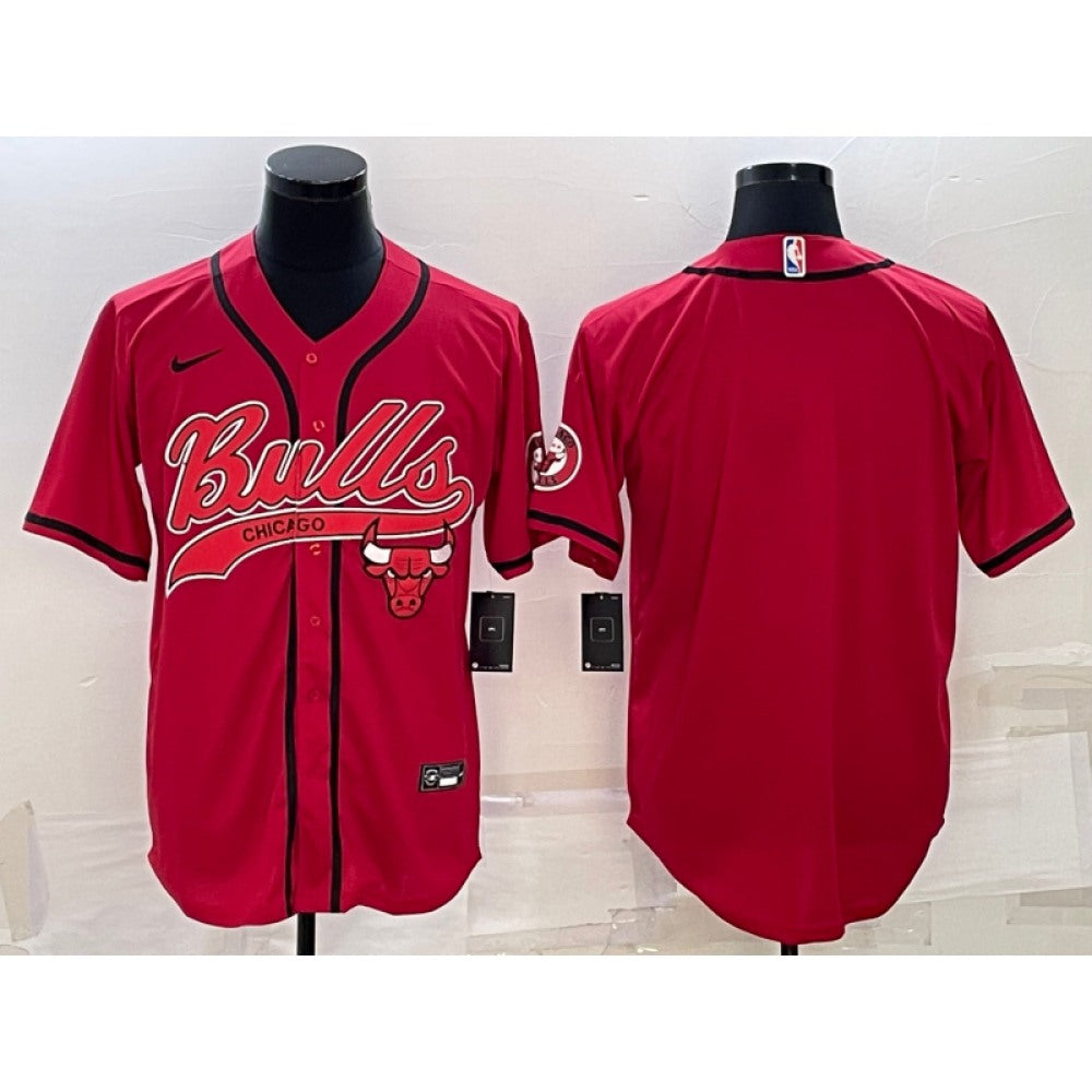 Men's Chicago Bulls Blank Red Cool Base Stitched Baseball Jersey
