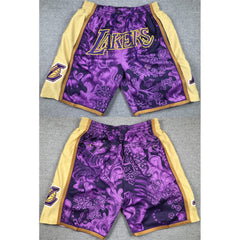 Men's Los Angeles Lakers Purple Gold Shorts (Run Small)