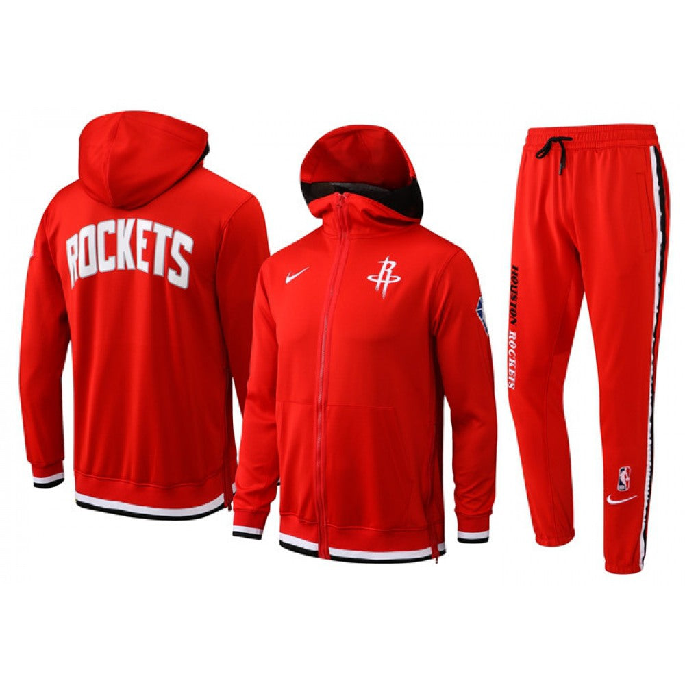 Men's Houston Rockets 75th Anniversary Red Performance Showtime Full-Zip Hoodie Jacket And Pants   Suit