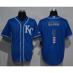 Royals #1 Jarrod Dyson Blue USA Flag Fashion Stitched MLB Jersey