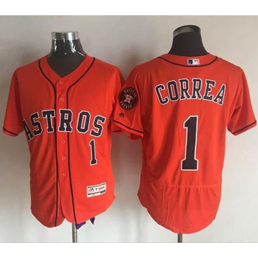 Astros #1 Carlos Correa Orange Flexbase Authentic Collection Stitched MLB Jersey