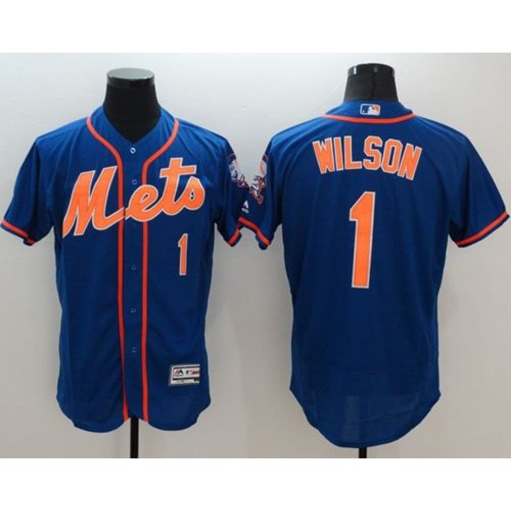 Mets #1 Mookie Wilson Blue Flexbase Authentic Collection Stitched MLB Jersey
