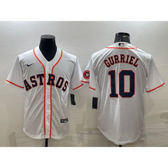 Men's Houston Astros #10 Yuli Gurriel White With Patch Cool Base Stitched Jersey