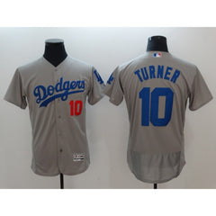Men's Los Angeles Dodgers #10 Justin Turner Gray Flexbase Stitched MLB Jersey