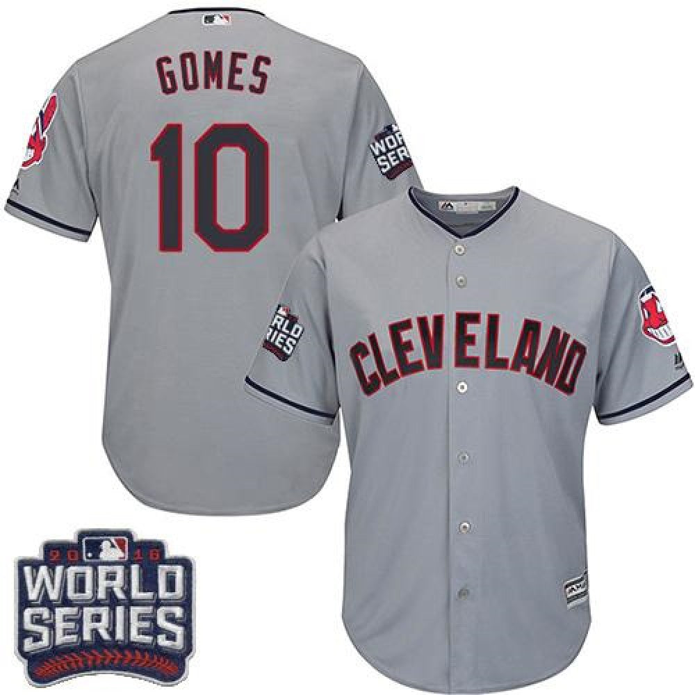 indians #10 Yan Gomes Grey Road 2016 World Series Bound Stitched Youth MLB Jersey