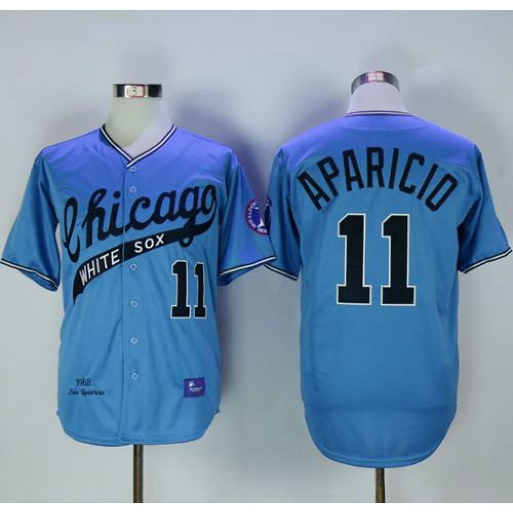 Mitchell And Ness 1968 White Sox #11 Luis Aparicio Blue Throwback Stitched MLB Jersey