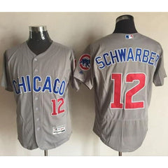 Cubs #12 Kyle Schwarber Grey Flexbase Authentic Collection Road Stitched MLB Jersey