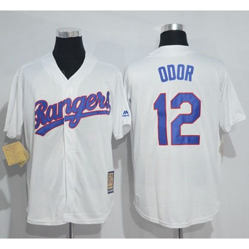 Mitchell And Ness Rangers #12 Rougned Odor White Throwback Stitched MLB Jersey