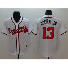 Men's Atlanta Braves #13 Ronald Acuna Jr White Flexbase Stitched MLB Jersey
