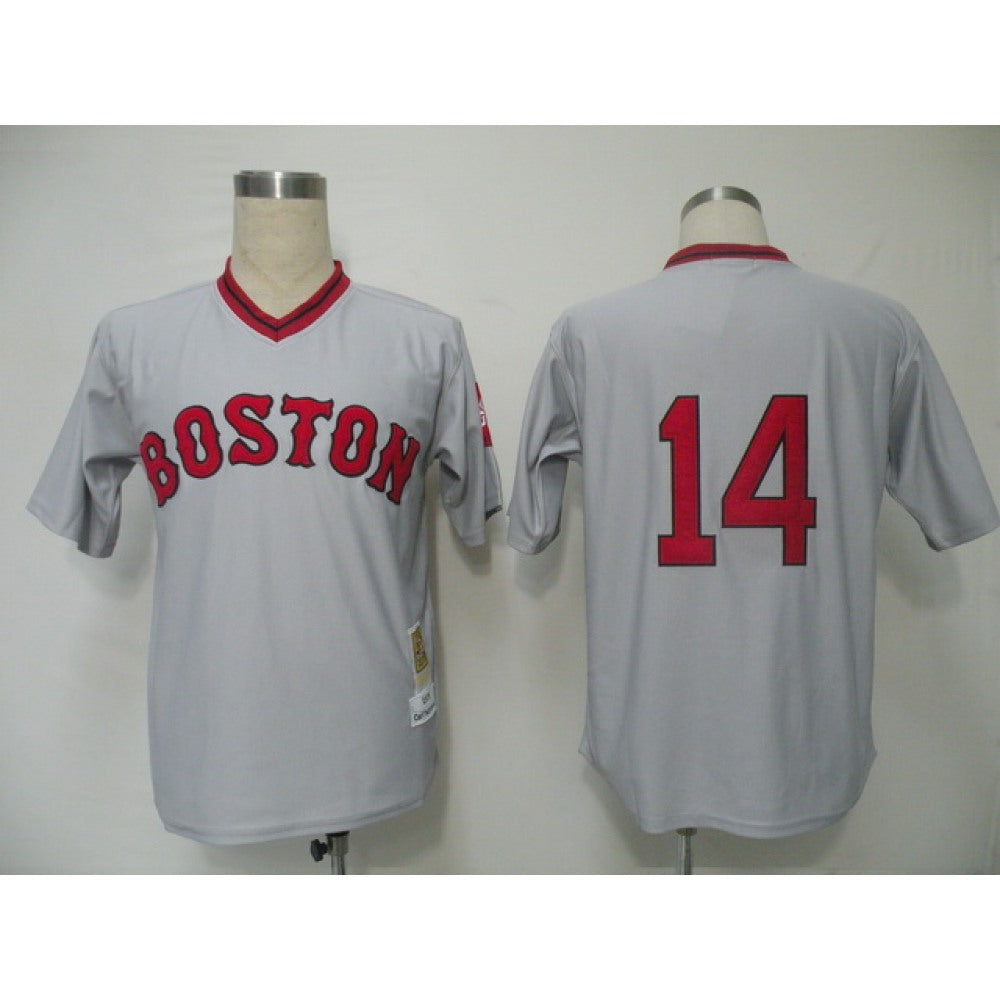 Mitchell and Ness Red Sox #14 Jim Rice Grey Stitched Throwback MLB Jersey