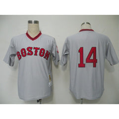Mitchell and Ness Red Sox #14 Jim Rice Grey Stitched Throwback MLB Jersey