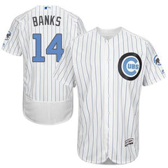 Cubs #14 Ernie Banks White(Blue Strip) Flexbase Authentic Collection 2016 Father's Day Stitched MLB Jersey