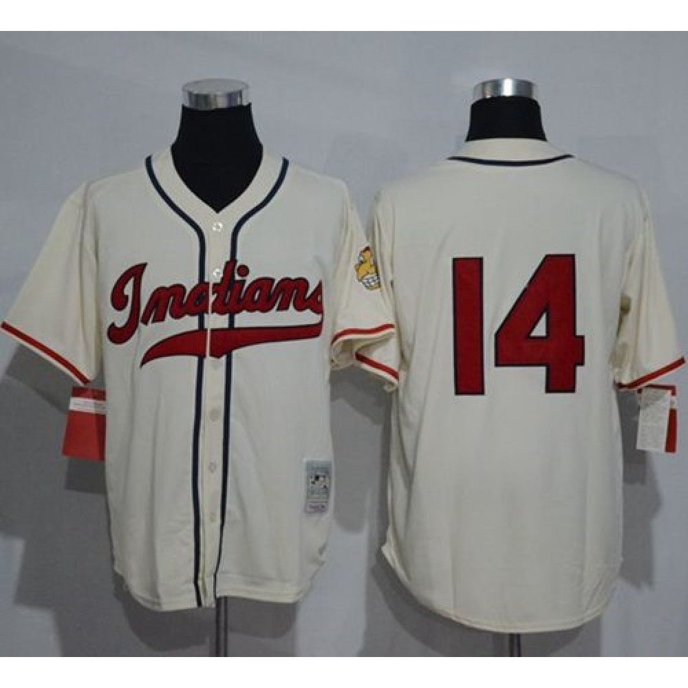 Mitchell And Ness 1948 indians #14 Larry Doby Cream Throwback Stitched MLB Jersey