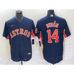 Men's Houston Astros #14 Mauricio Dubon Navy Cool Base Stitched Baseball Jersey
