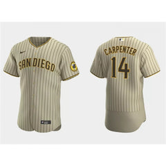 Men's San Diego Padres #14 Matt Carpenter Tan Flex Base Stitched Baseball Jersey