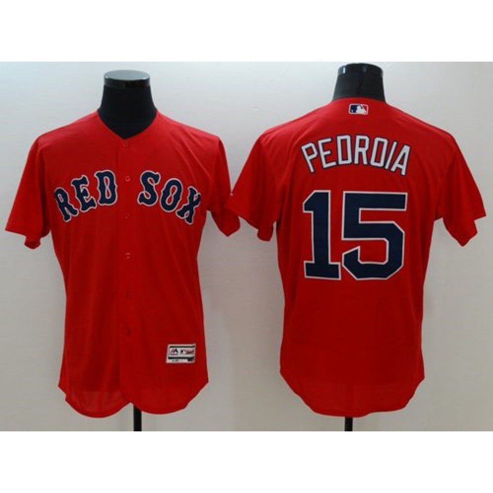 Red Sox #15 Dustin Pedroia Red Flexbase Authentic Collection Stitched MLB Jersey