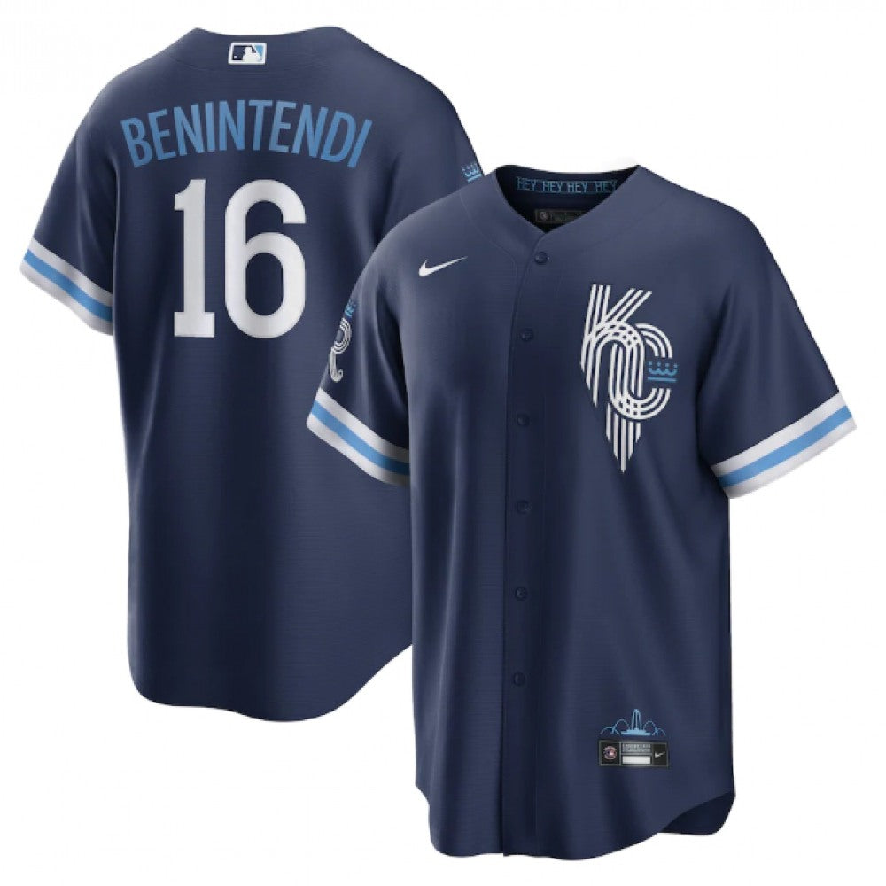 Men's Kansas City Royals #16 Andrew Benintendi 2022 Navy City Connect Cool Base Stitched Jersey