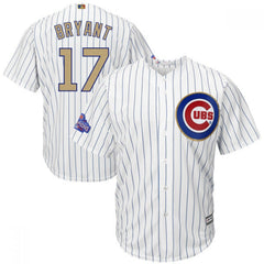 Men's Chicago Cubs #17 Kris Bryant Majestic White 2017 Gold Program Cool Base Player Stitched MLB Jersey