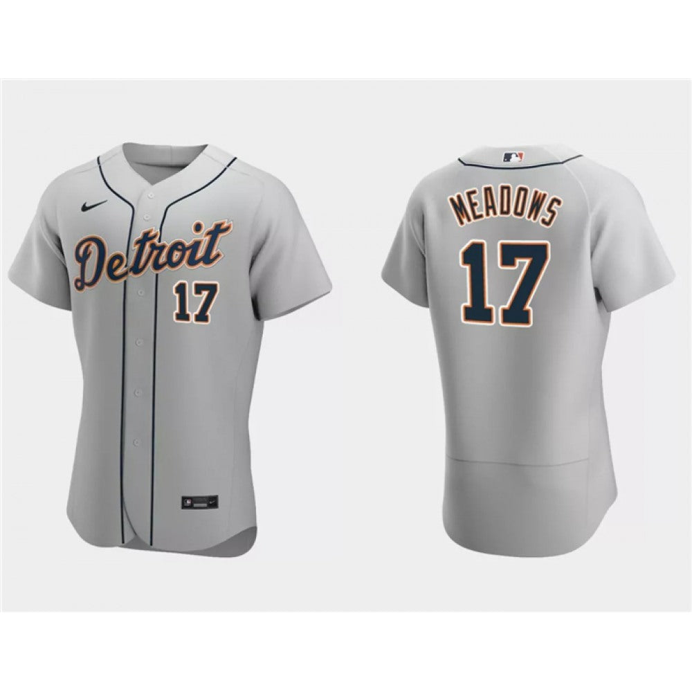 Men's Detroit Tigers #17 Austin Meadows Grey Flex Base Stitched Jersey