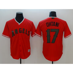 Men's MLB Los Angeles Angels #17 Shohei Ohtani Red 2018 Memorial Day Cool Base Stitched Jersey