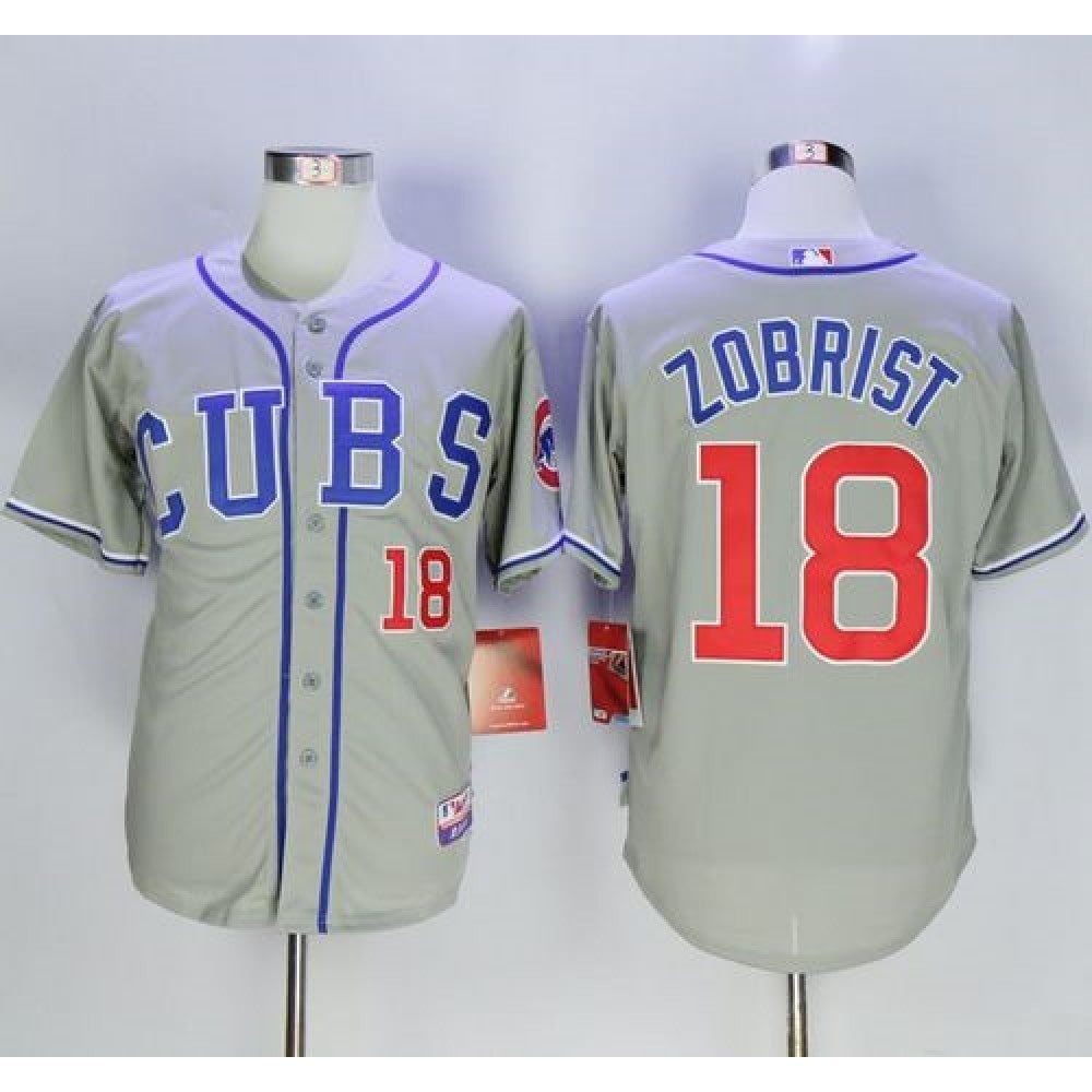 Cubs #18 Ben Zobrist Grey Alternate Road Cool Base Stitched MLB Jersey