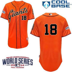 Giants #18 Matt Cain Orange Cool Base W/2014 World Series Patch Stitched MLB Jerseys