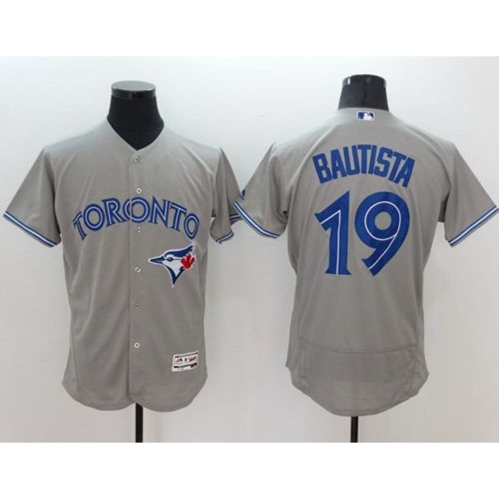 Blue Jays #19 Jose Bautista Grey Flexbase Authentic Collection Stitched MLB Jersey