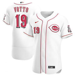 Men's Cincinnati Reds #19 Joey Votto White Flex Base Stitched Jersey