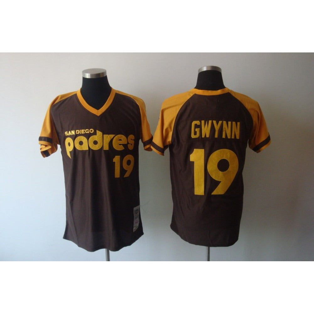 Mitchell and Ness Padres #19 Tony Gwynn Coffee Stitched Throwback MLB Jersey