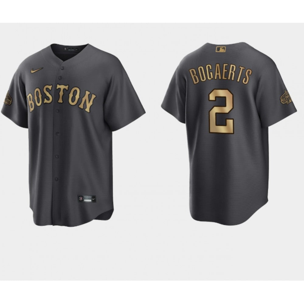 Men's Boston Red Sox #2 Xander Bogaerts 2022 All-star Charcoal Cool Base Stitched Jersey