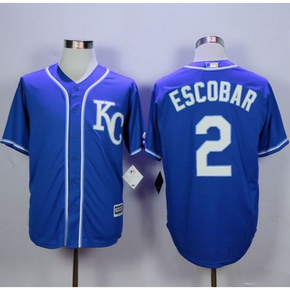 Royals #2 Alcides Escobar Blue Alternate 2 New Cool Base Stitched MLB Jersey