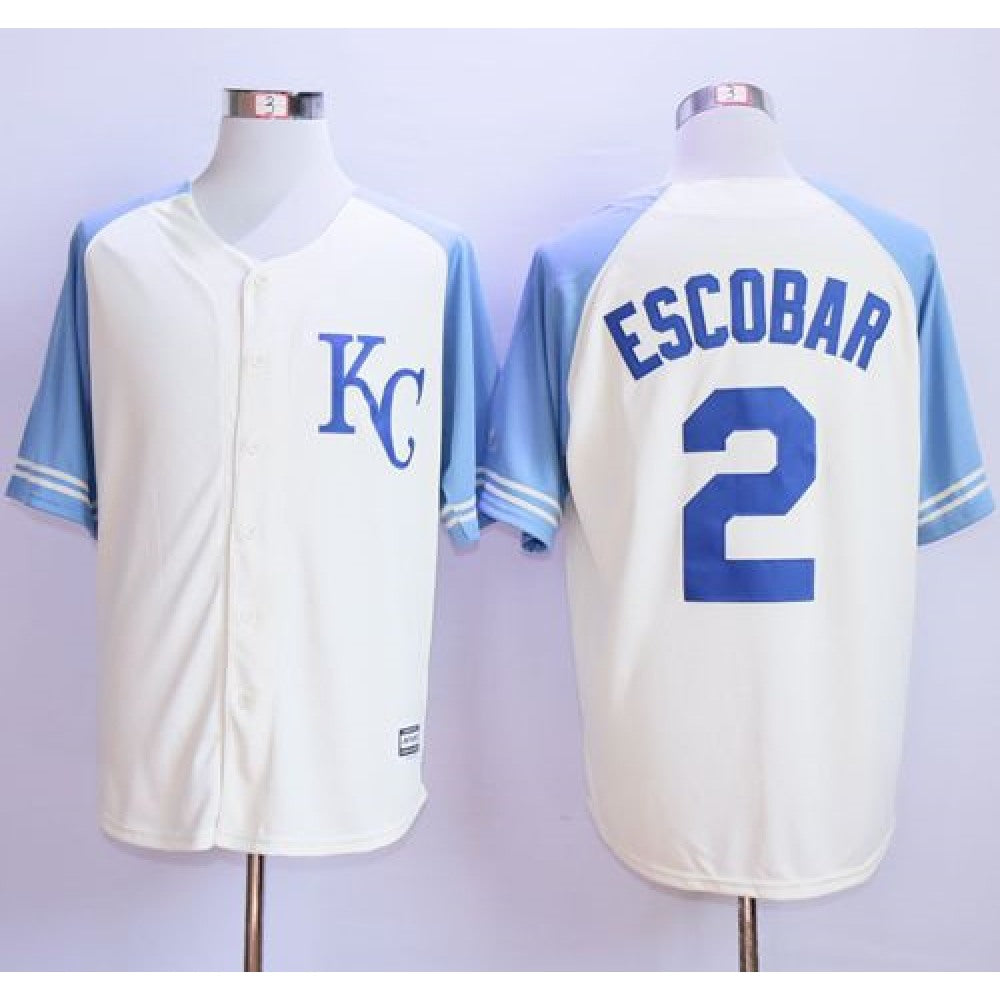 Royals #2 Alcides Escobar Cream Exclusive Vintage Stitched MLB Jersey