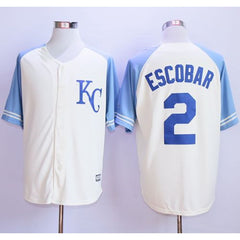Royals #2 Alcides Escobar Cream Exclusive Vintage Stitched MLB Jersey