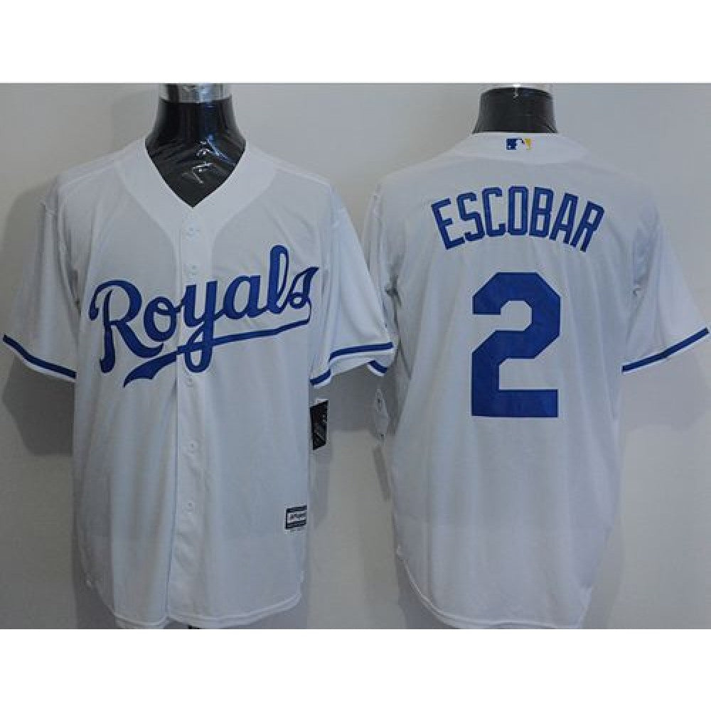 Royals #2 Alcides Escobar White New Cool Base Stitched MLB Jersey
