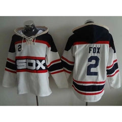 White Sox #2 Nellie Fox White Sawyer Hooded Sweatshirt Alternate Home MLB Hoodie
