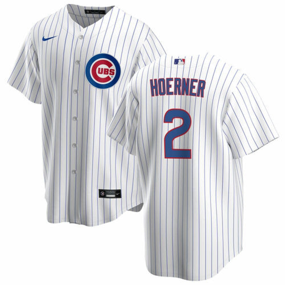 Men's Chicago Cubs #2 Nino Hoerner White Cool Base Stitched Baseball Jersey