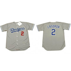 Men's Los Angeles Dodgers #2 Tommy Lasorda Grey Stitched MLB Jersey