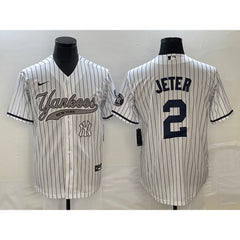 Men's New York Yankees #2 Derek Jeter White With Patch Cool Base Stitched Baseball Jersey