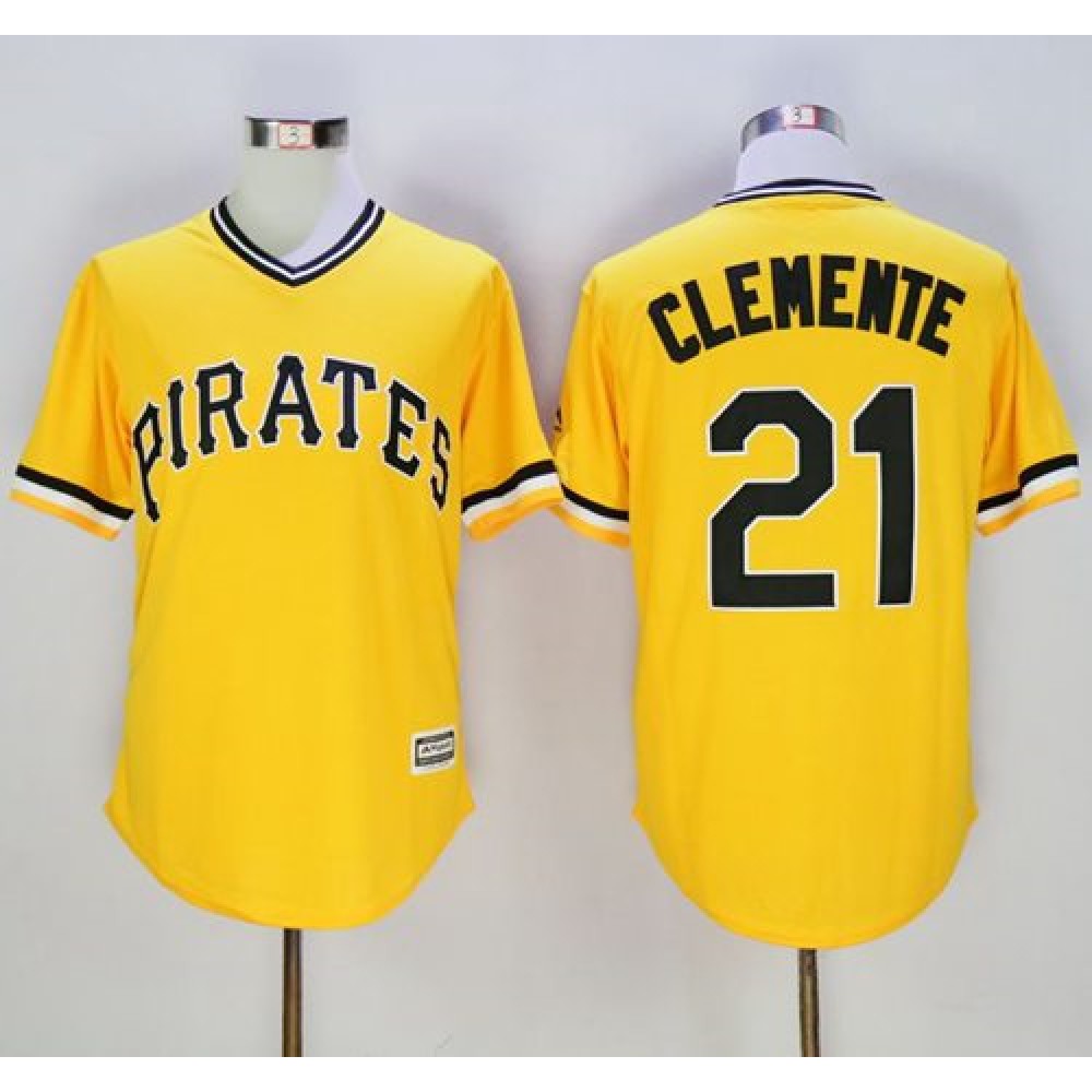 Pirates #21 Roberto Clemente Gold New Cool Base Stitched MLB Jersey