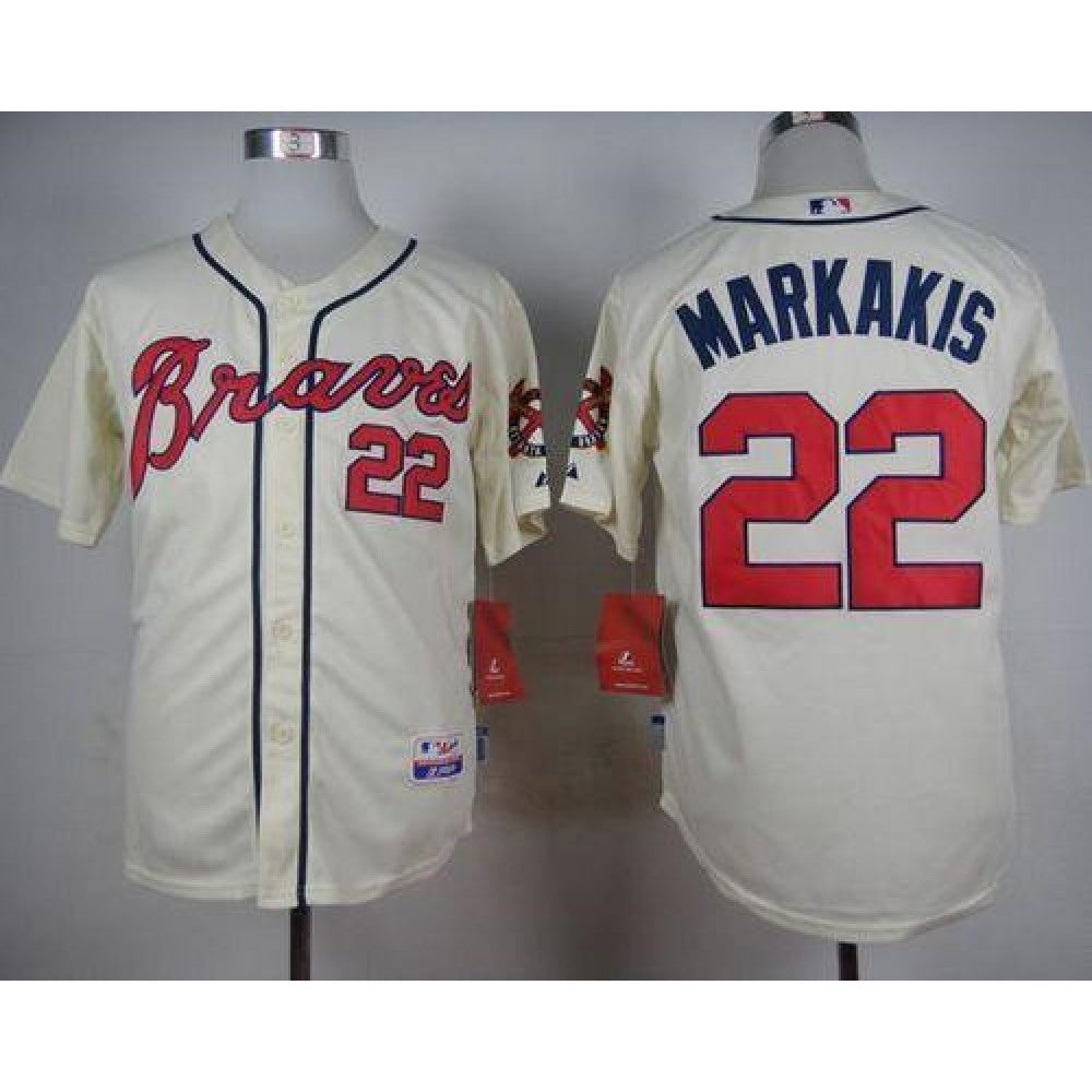 Braves #22 Nick Markakis Cream Alternate Cool Base Stitched MLB Jersey