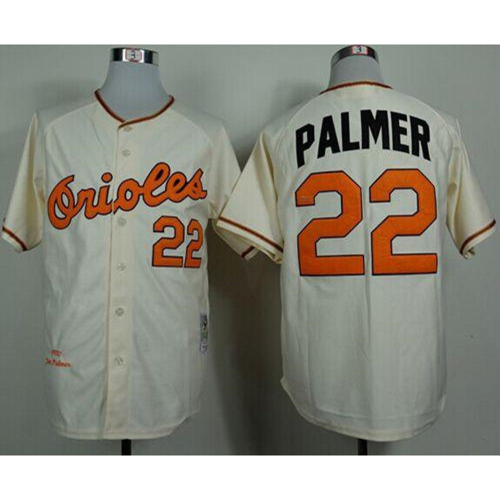 Mitchell And Ness 1989 Orioles #22 Jim Palmer Cream Throwback Stitched MLB Jersey