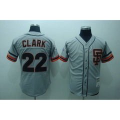 Mitchell and Ness Giants #22 Will Clark Stitched Grey Throwback MLB Jersey