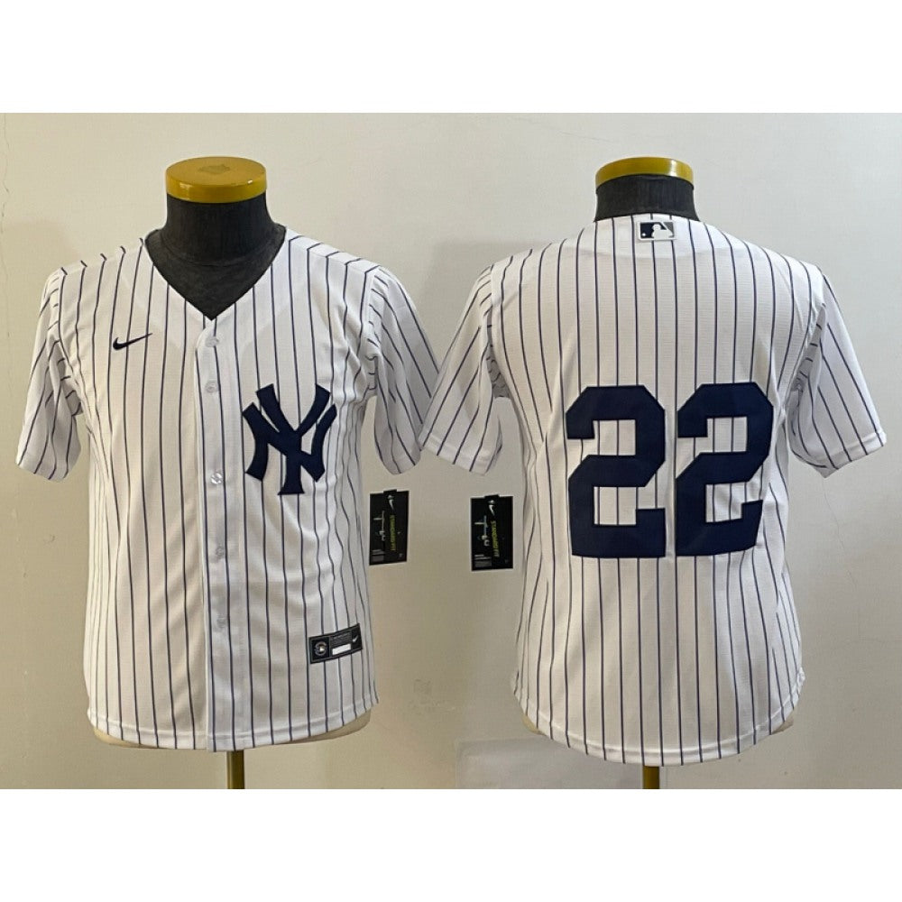 Youth New York Yankees #22 Harrison Bader White Cool Base Stitched Baseball Jersey