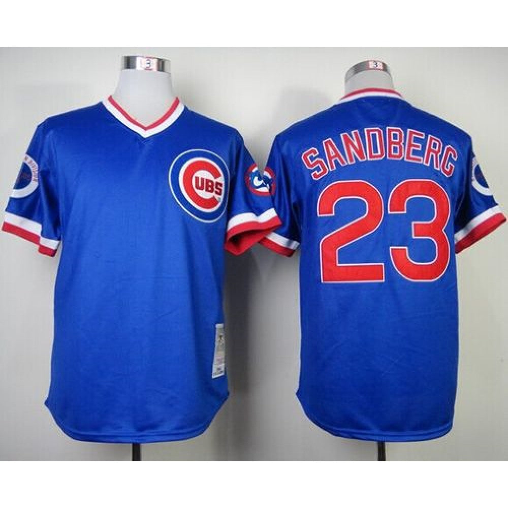 Mitchell and Ness 1984 Cubs #23 Ryne Sandberg Blue Throwback Stitched MLB Jersey